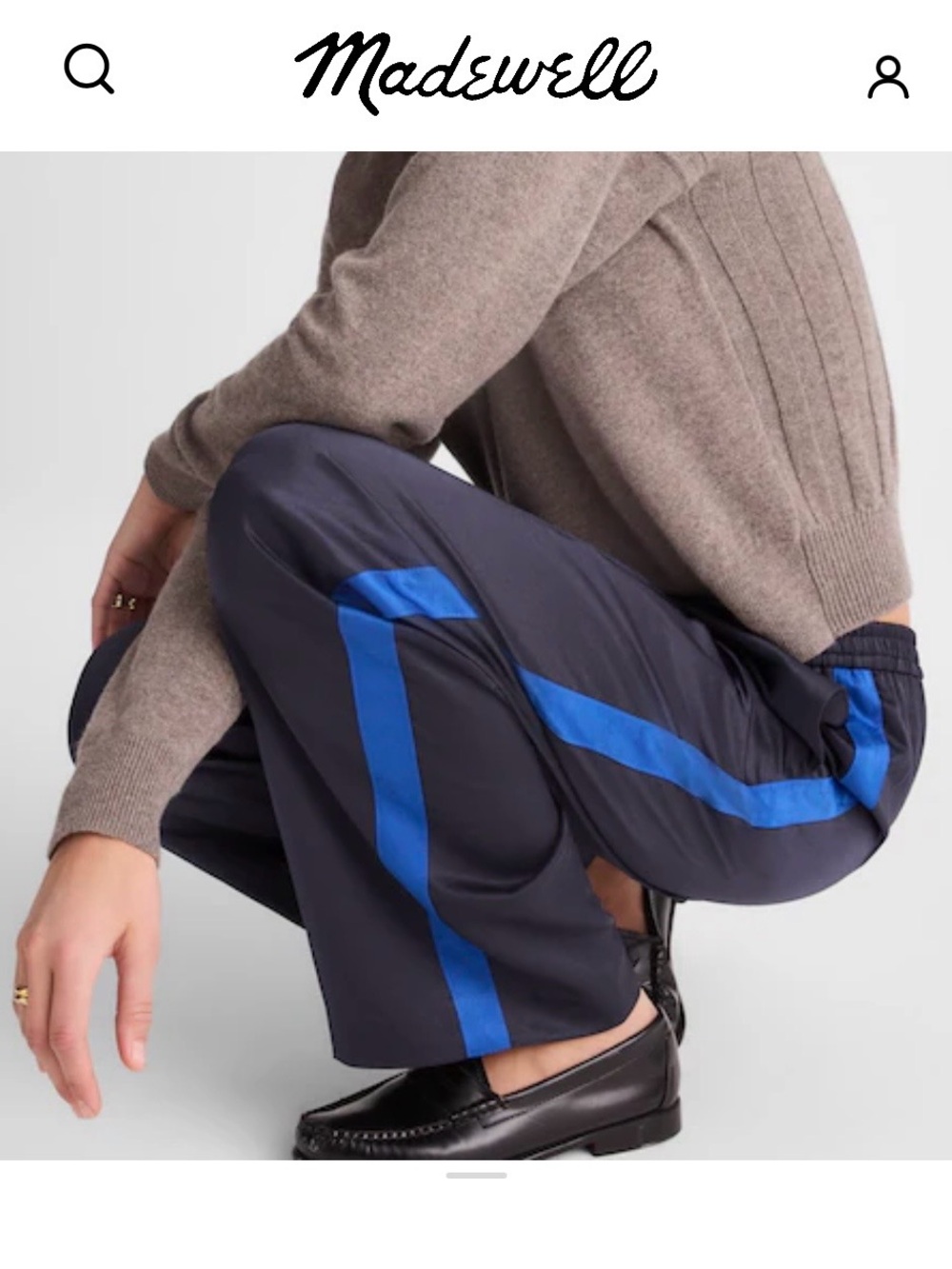 Madewell The Easy Pull-On Track Pant in
Satin Navy